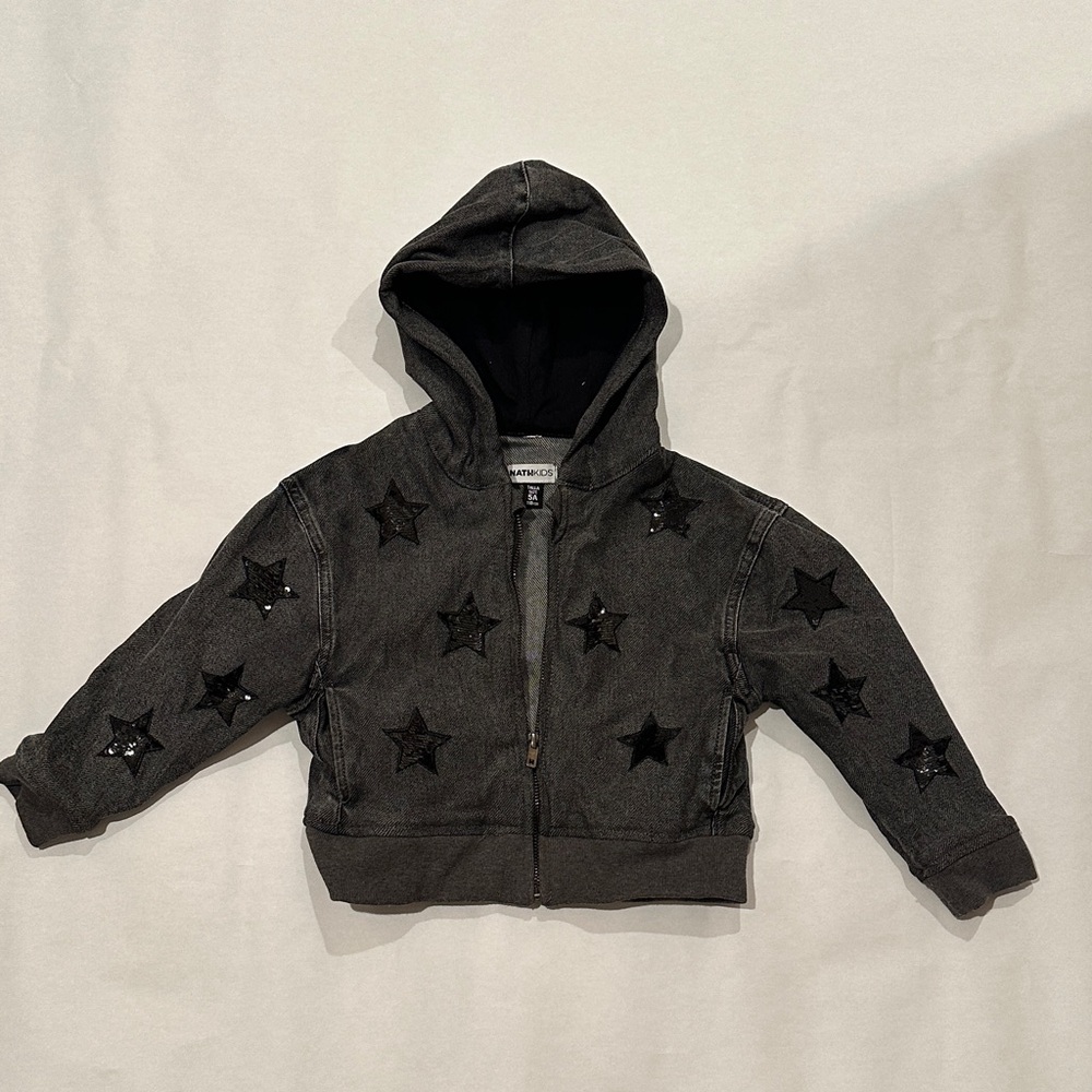 NATHKIDS Kids' Black Sequined Star Hoodie